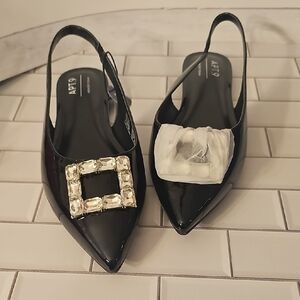 Apt. 9 Black Patent Heels with Embellished Buckle